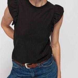 Nation LTD Black Ruffle Sleeve Top Medium